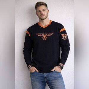 Vintage Further Out Long Sleeve T-Shirt Black Orange Biker XL NWOT